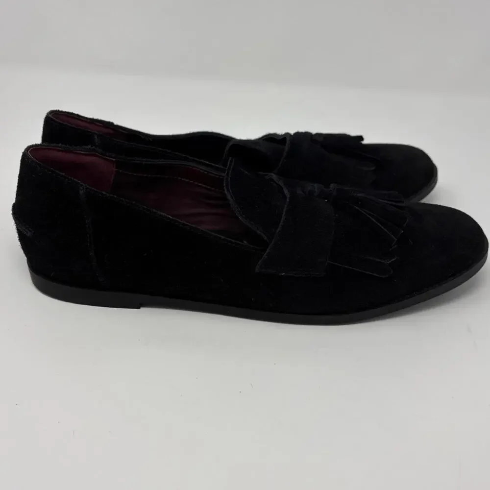 Franco Sarto Jolie Loafer Black Suede Tassel Kiltie Slip On Flats Size 8